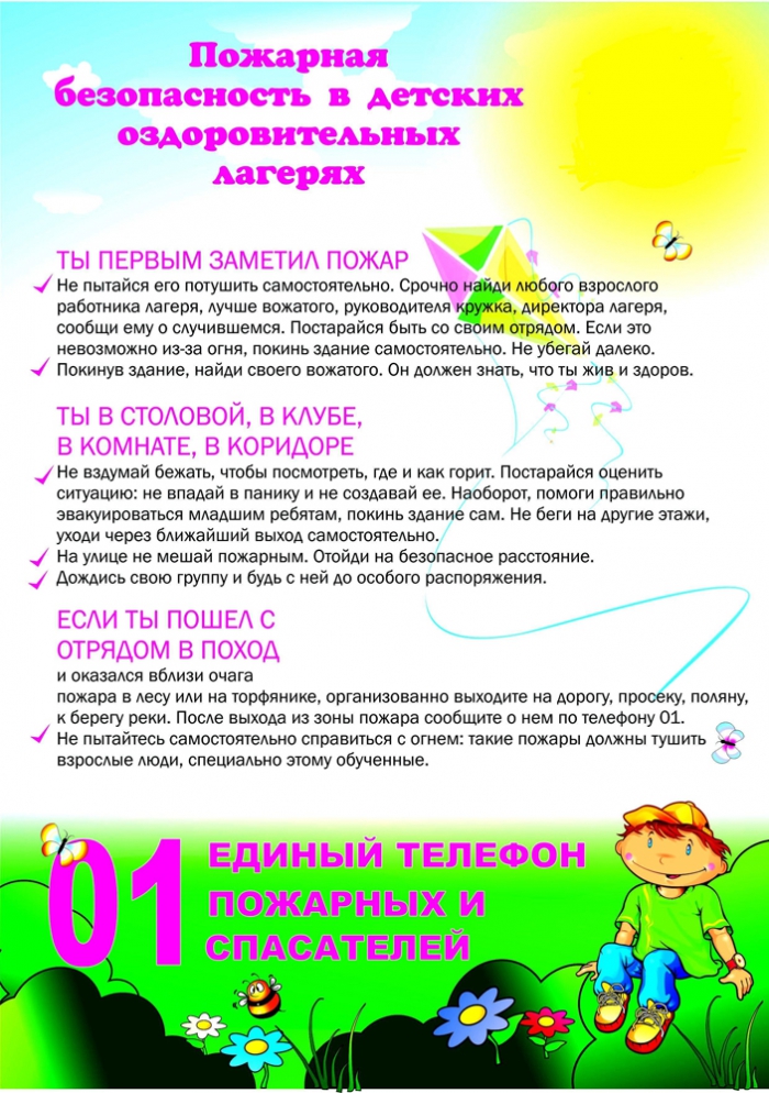 Правила пожарной безопасности в лагере.
